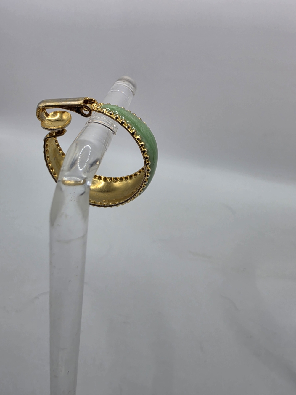 Napier Vintage Gold Green Enamel Braided Clip On Earrings - Picture 4 of 7
